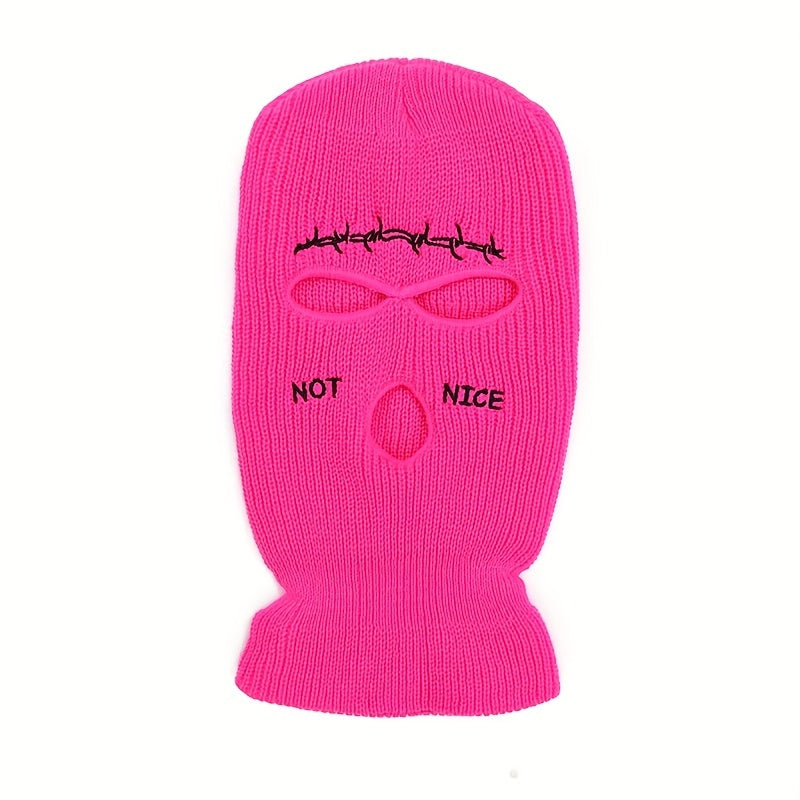 Men's Embroidered Balaclava Knitted Mask Beanie Winter Face Cover