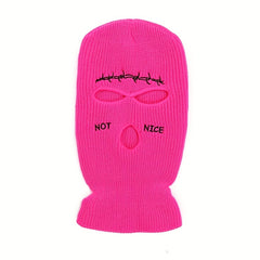 Men's Embroidered Balaclava Knitted Mask Beanie Winter Face Cover