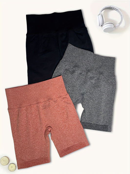 Solid Yoga Sports Shorts High Stretch Fitness Running Workout Shorts