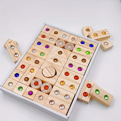 Wooden Gemstone Building Blocks Educational Puzzle Toys