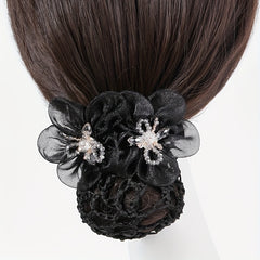 Organza Flower Hair Net Hair Snood Clip Accessory