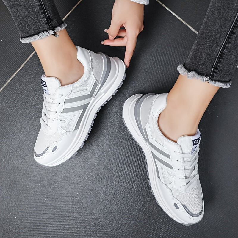 Women's Colorblock Lace Up Sneakers Non Slip Running Shoes