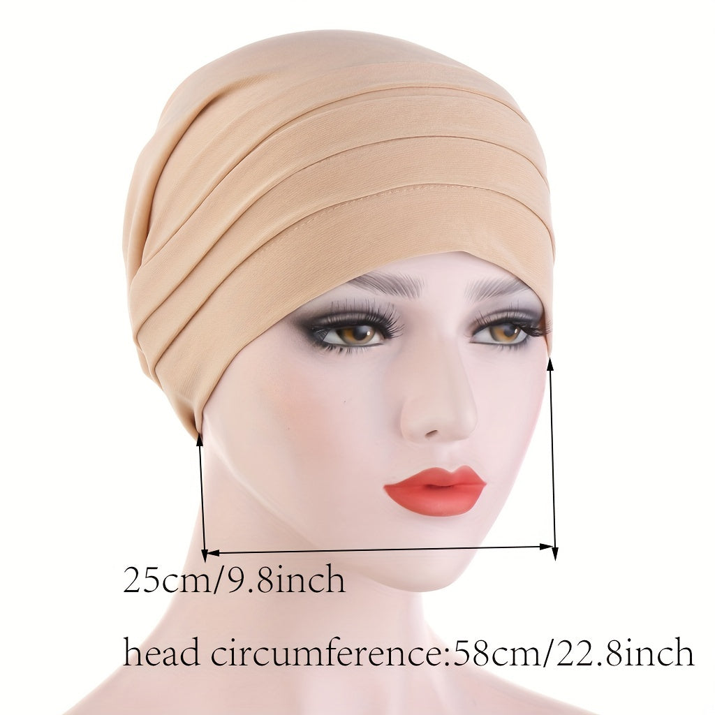 Solid Turban Lightweight Head Scarf Ramadan Head Wrap Beanie Cap