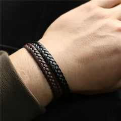 Coffee Leather Bracelet Men's Jewelry