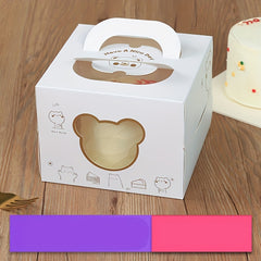 4 inch Small Cake Packaging Box Mousse Pastry Cartoon Window Box