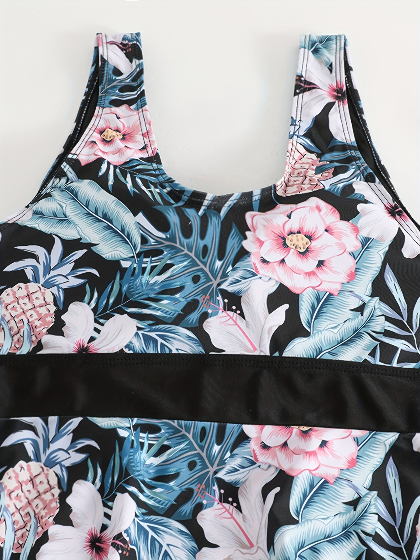  Boho Tankini Set Tropical Print Swimsuit Two Piece