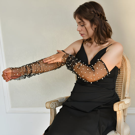 Wedding Gloves Mesh Fingerless Cuff Semi Transparent Heavy Duty Craft
