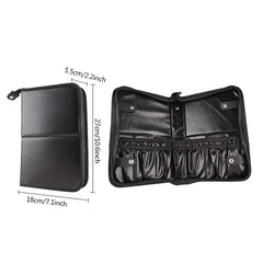 Makeup Brush Bag Waterproof PU Leather Travel Makeup Brush Case