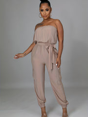 Sleeveless Tie Waist Jumpsuit with Pockets