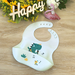 Waterproof Silicone Feeding Bib for Kids with Snap Closure