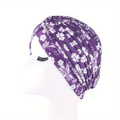 Boho Flower Print Turban Cap Head Wrap Lightweight Head Scarf Beanie