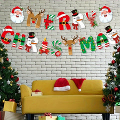 Christmas Letter Banner Xmas Party Decoration Paper Garland Year Gift
