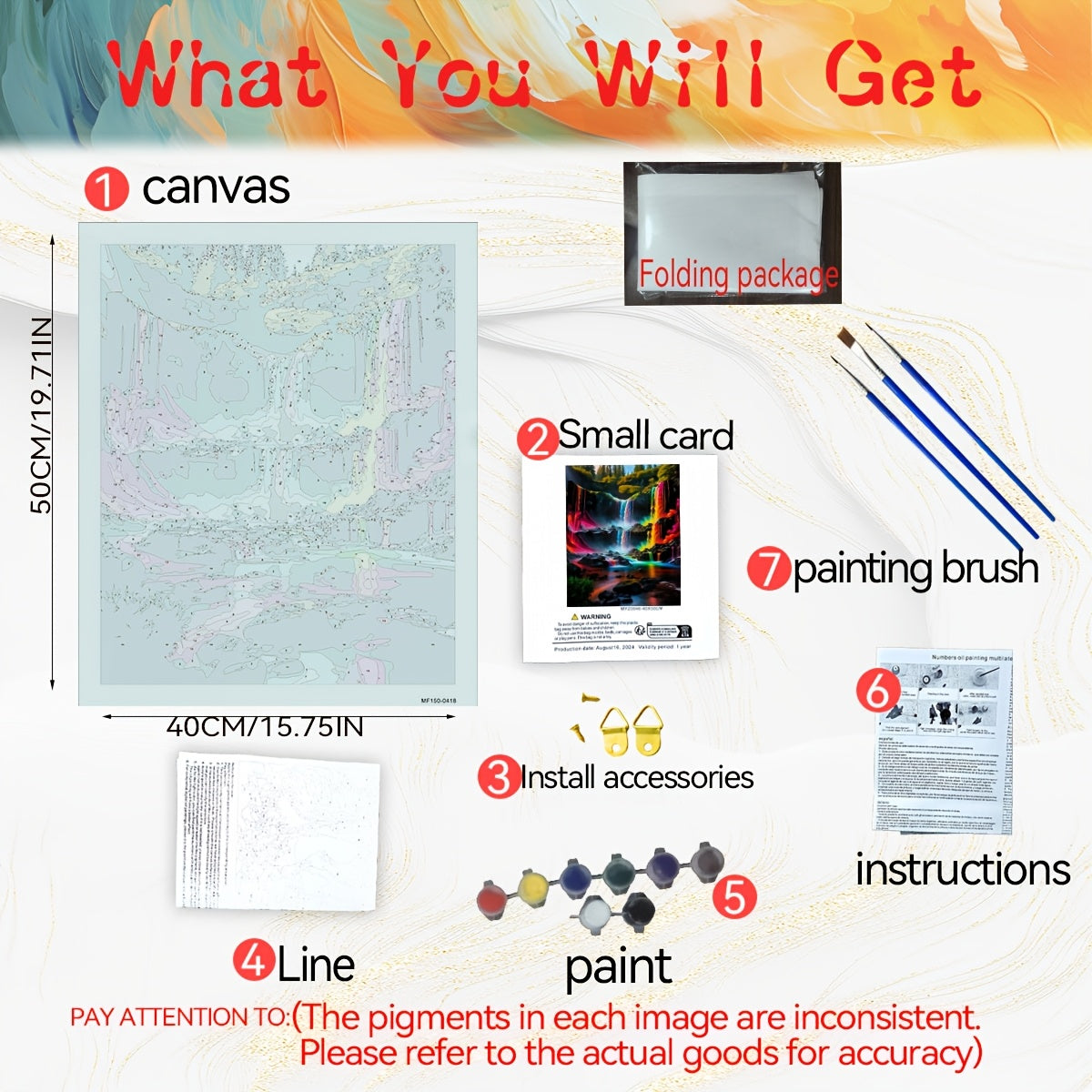DIY Paint by Numbers Kit - Colorful Waterfall - Beginners