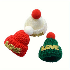 Mini LOVE Woolen Hat Christmas Gift Decorative Lollipop Fork Bottle Hat