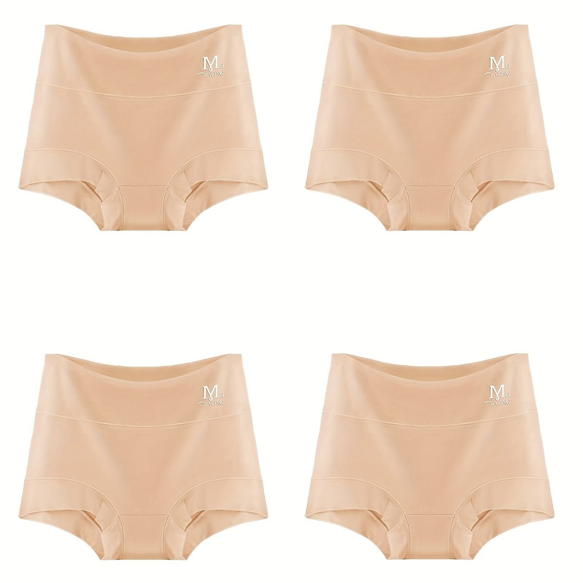 4 Pack Plus Size Basic Boyshorts Women's Plus High Rise Tummy Control Boyshorts