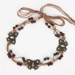 Boho Butterfly Flower Sash Belt Metal Hollow Waistband Vintage Bowknot Girdle