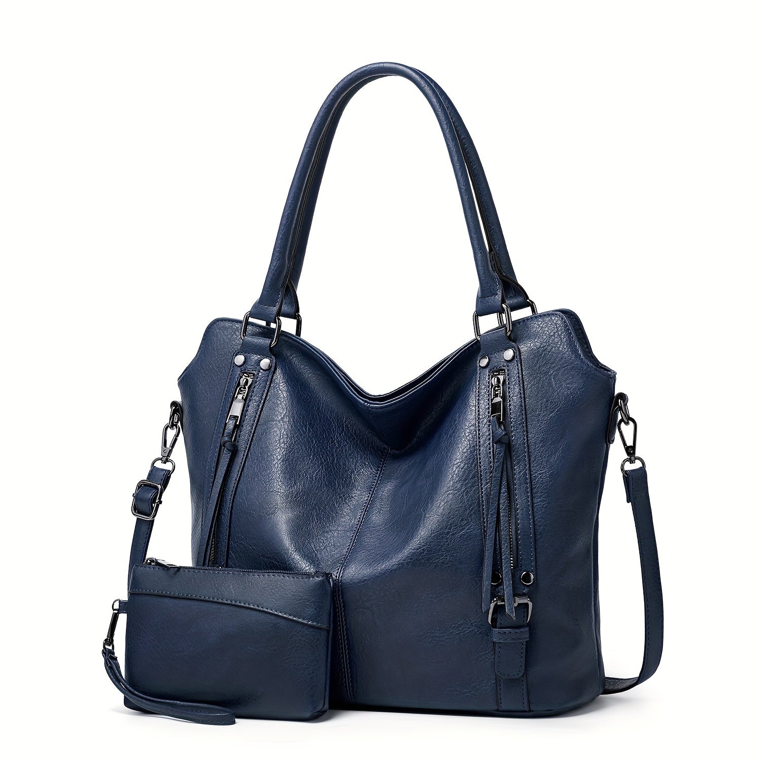 Vintage PU Leather Tote & Crossbody Bag Set for Women