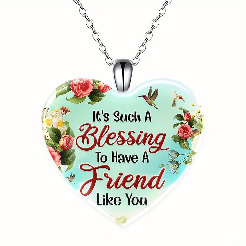 Friendship Love Crystal Pendant Necklace For BFF Bestie Sister