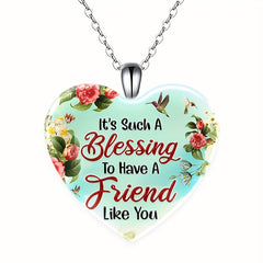 Friendship Love Crystal Pendant Necklace For BFF Bestie Sister