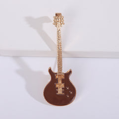 Pop Musical Instrument Guitar Breast Floral Pin Men Unisex