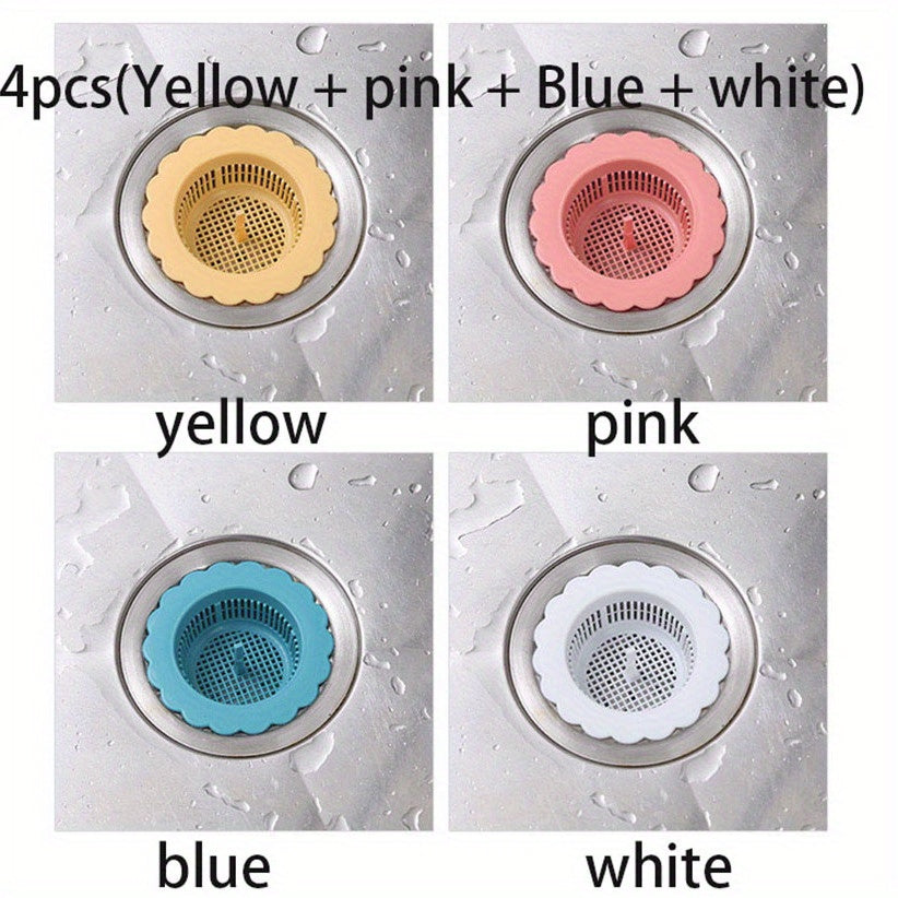 4pcs Hair Filter Catcher Sink Anti Clogging Strainer Plug