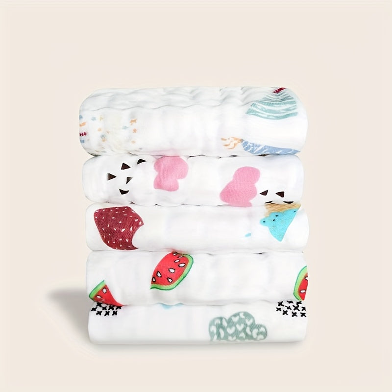 5pcs Baby Towels Cartoon Gauze Square Towels