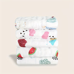 5pcs Baby Towels Cartoon Gauze Square Towels