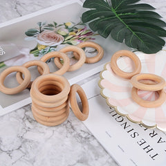 10pcs 80mm Wooden Rings for Craft Solid Wood Rings for DIY Crafts Jewelry Making