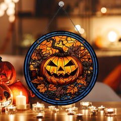 Acrylic Halloween Pumpkin Maple Leaf Stain Window Hanging Wall Decoration