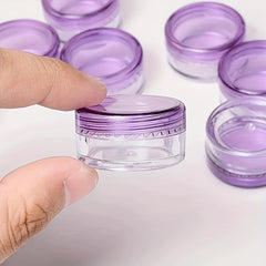 Clear Plastic Cosmetic Jars Purple Lids Travel Containers - 1