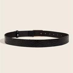 Women's Embossed Buckle Belt PU Leather Casual Jeans Pants Belt