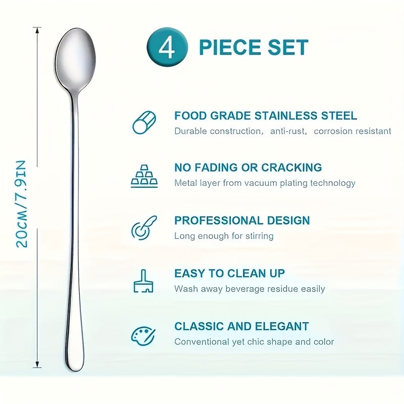 Long Handle Spoon Coffee Stirrers Ice Tea Spoon 18 10 Stainless Steel