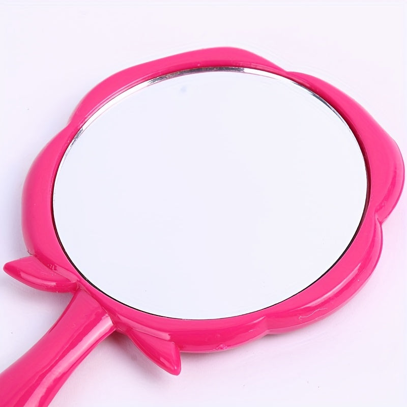 Vintage Embossed Rose Handheld Mirror with Handle Compact