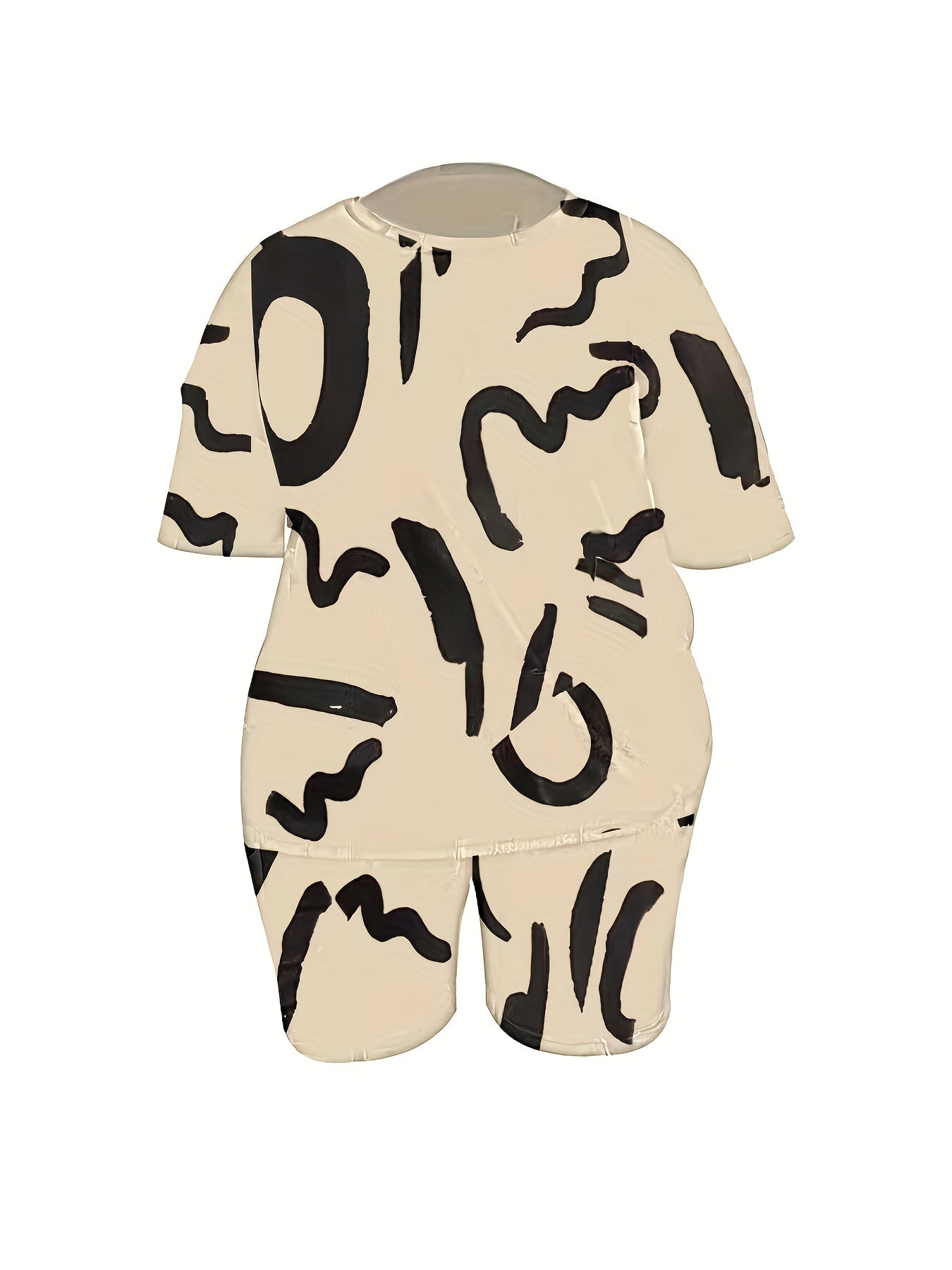  Casual Outfits Two Piece Set Women's Plus Print Top & Shorts 