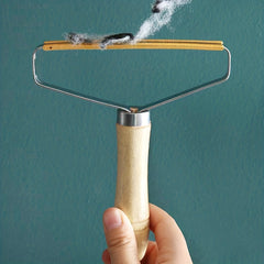 Wooden Handle Hair Remover for Dogs, Stainless Steel Double Sided