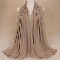 Chiffon Glitter Chain Bandana Scarf Lightweight Solid Hijab Scarf