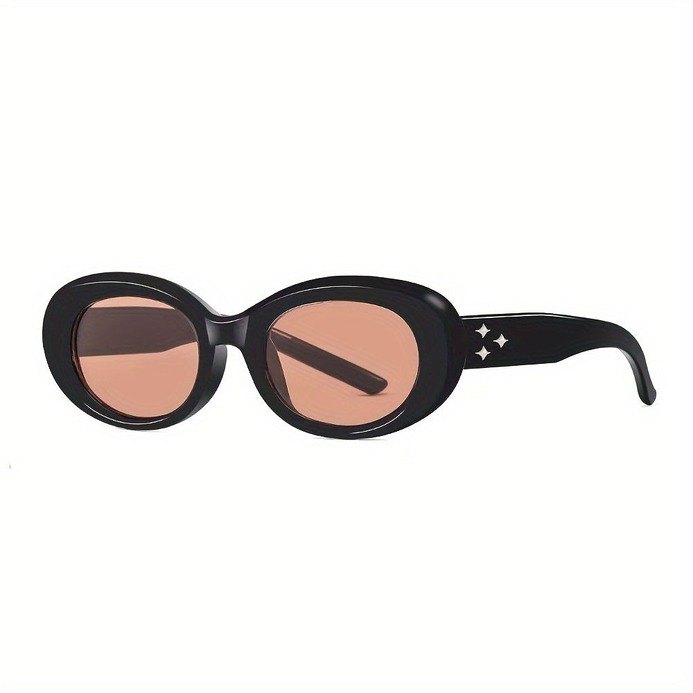 Oval Thick Frame Sunglasses Stars Decor Glasses