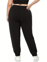  Letter Print Drawstring High Rise Sweatpants Women's Plus