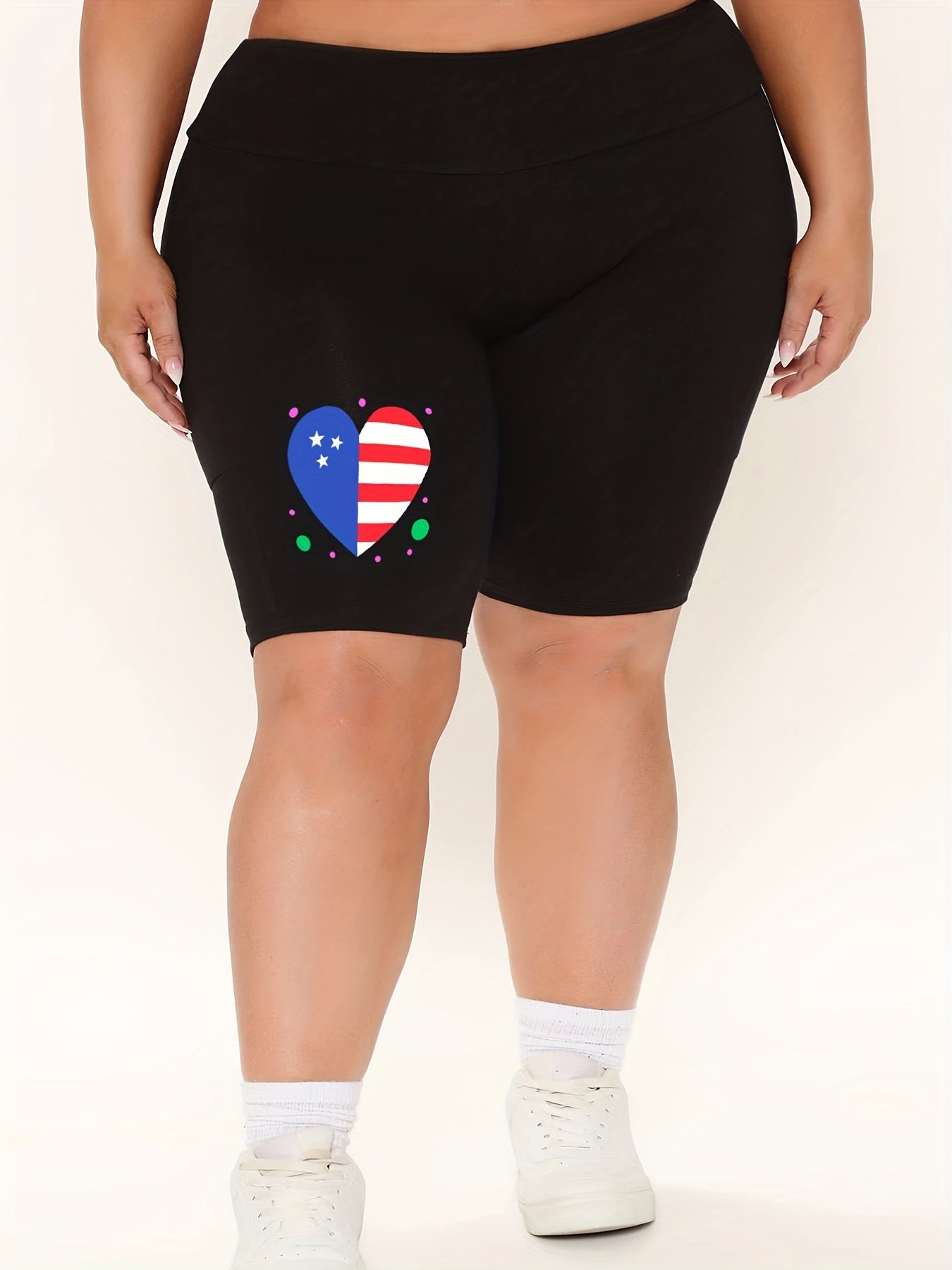 Independence Casual Shorts Women's Plus High Rise Biker Shorts