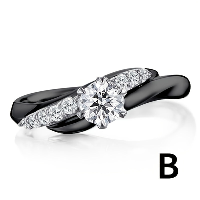 Gothic Punk Ring with Zircon Inlay for Women Girls Halloween Party