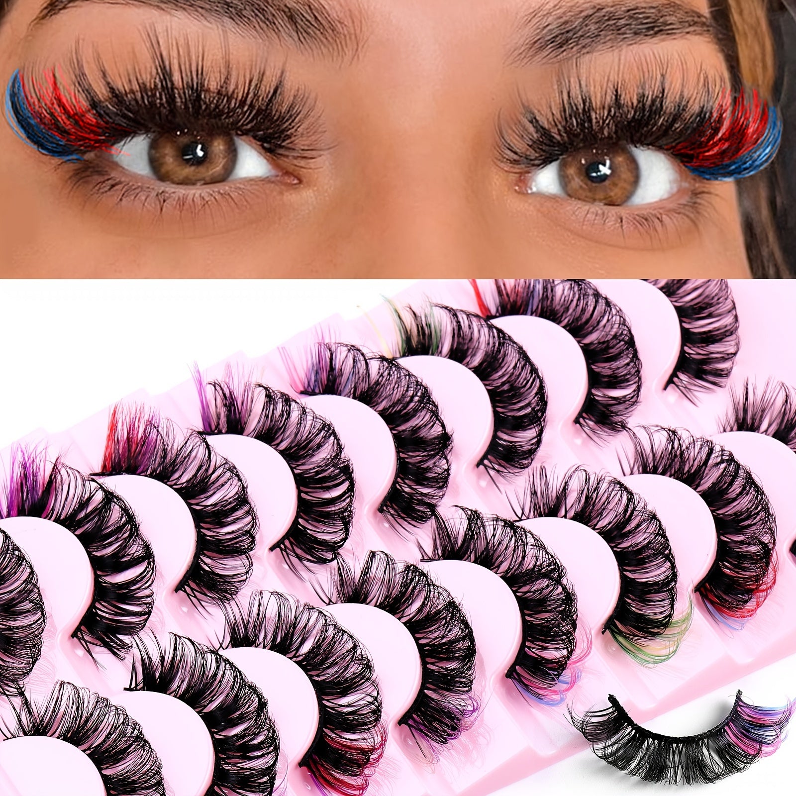 Colored False Eyelashes D Curl Mink Lashes Natural Look Fluffy Eyelashes