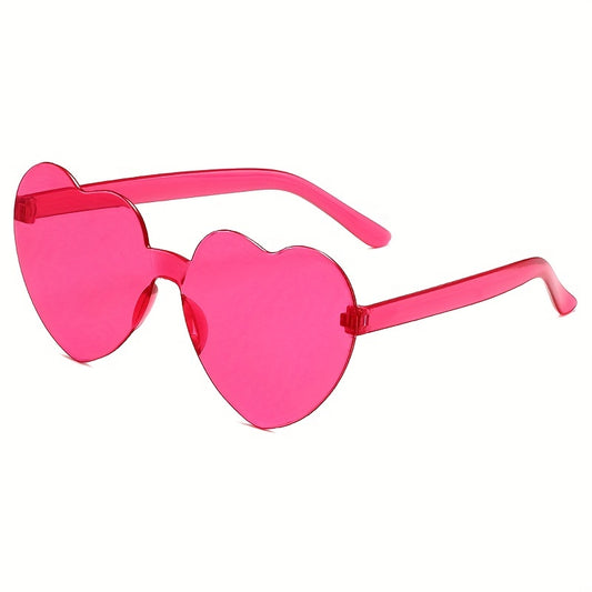 Clear Pink Heart Shape Sunglasses with Strap