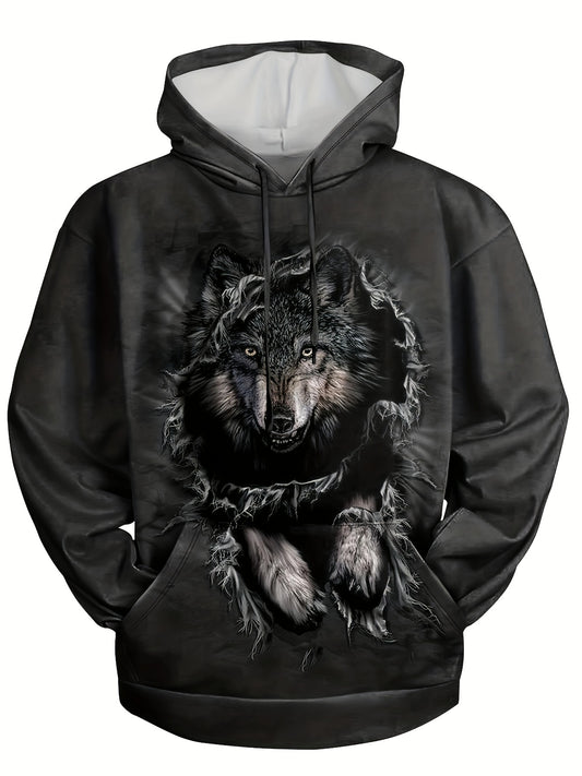 Wolf 3D Print Hoodies for Men Graphic Hoodie Comfy Loose Hooded Pullover