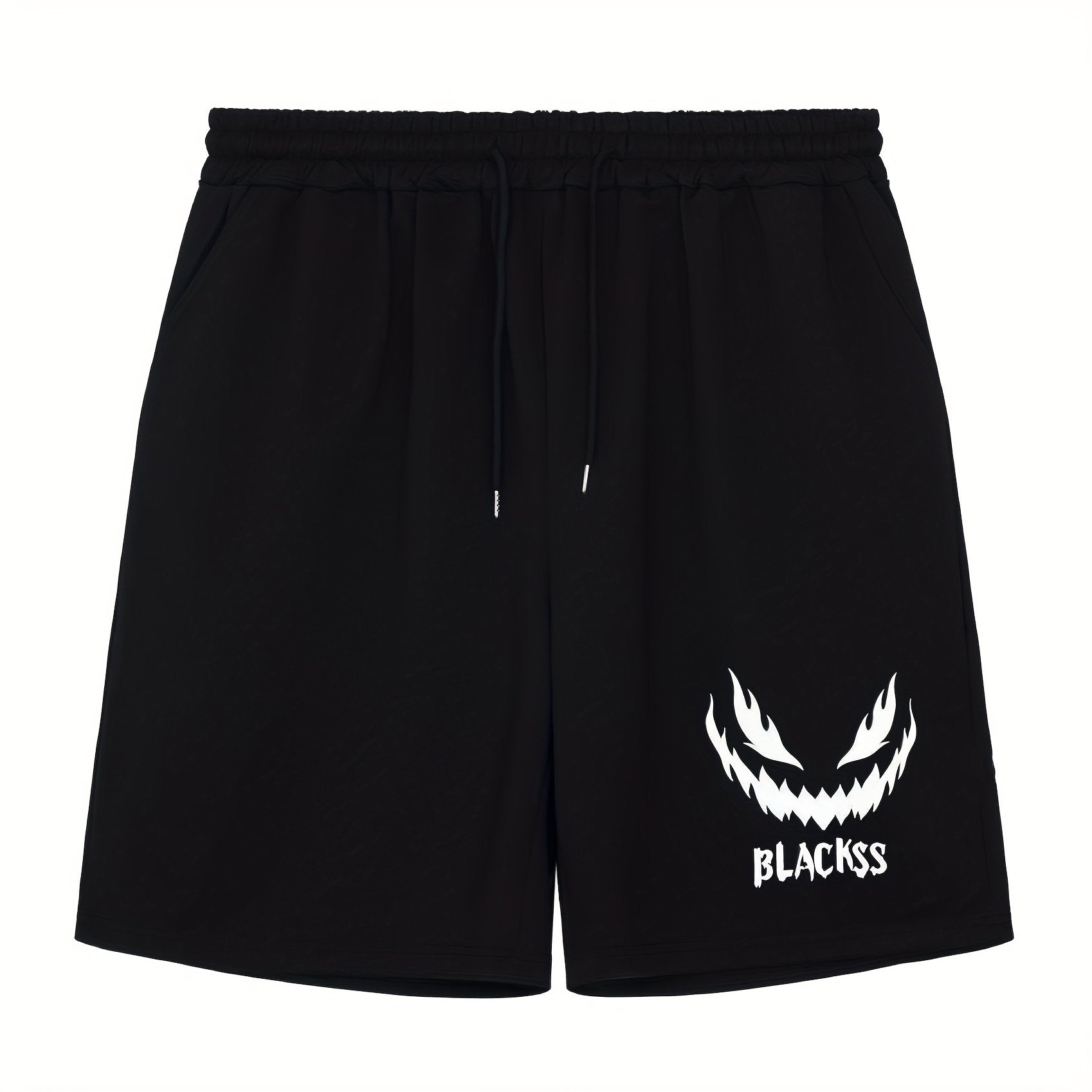 Men's Pumpkin Face Workout Shorts Stretch Drawstring Sports Short