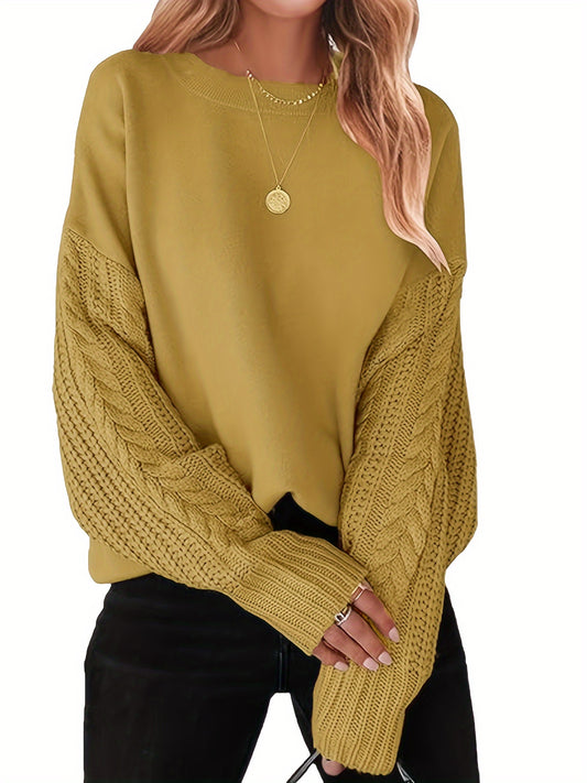  Casual Sweater Solid Long Sleeve Round Neck Loose Pullover Jumper