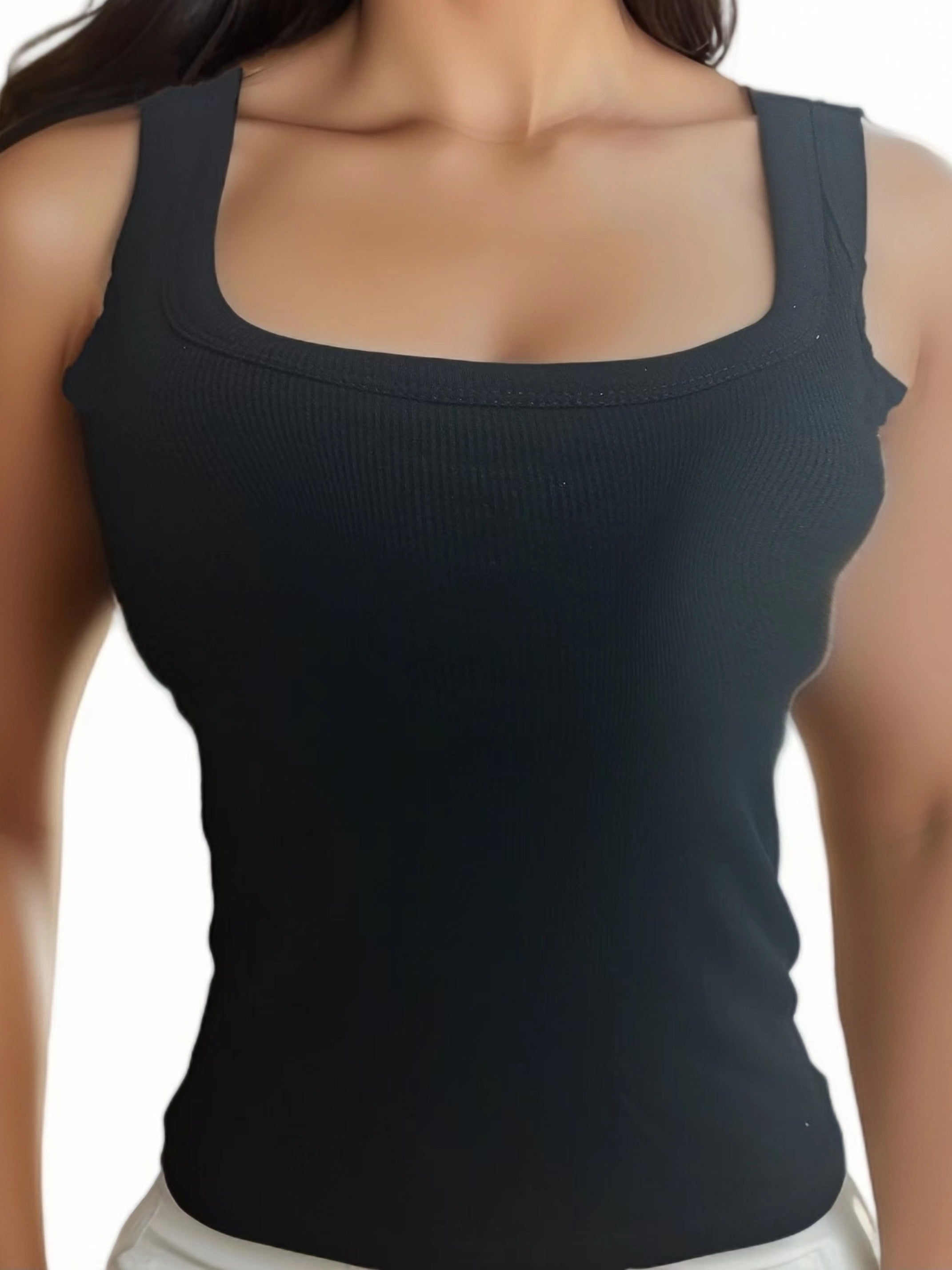 Solid Ribbed Tank Top Backless Slim Padded Top Women's Lingerie