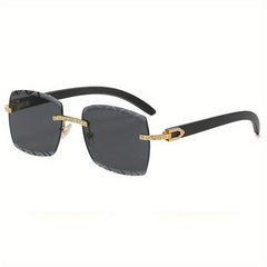 Men's Rimless Small Rectangle Sunglasses for Summer Outdoor Activities