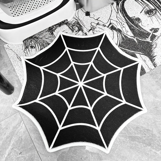 Gothic Cobweb Rug Doormat Halloween Funny Rug Personalized Decoration