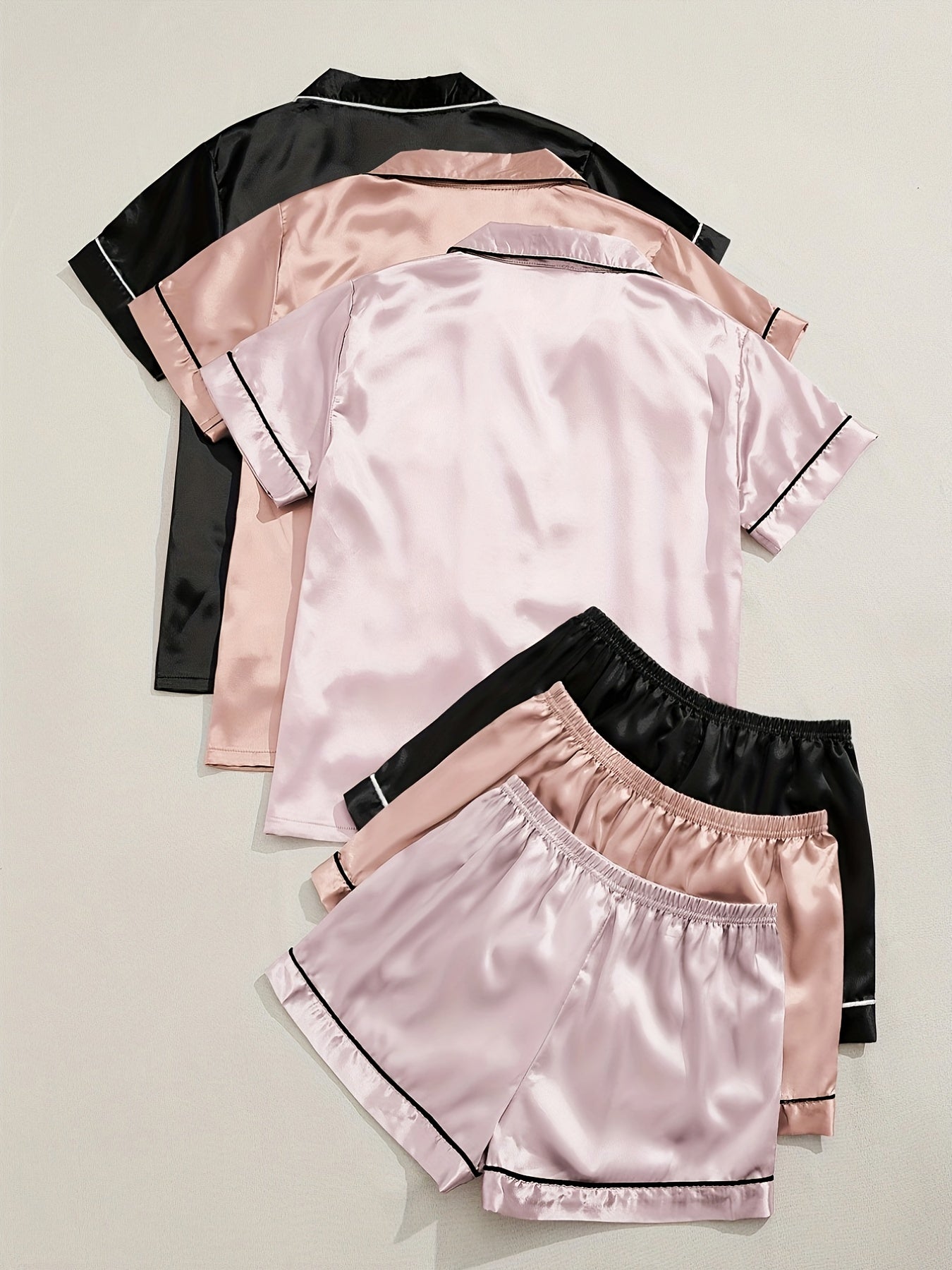 6 Pack Plus Size Pajama Set Button Up Shirt & Shorts