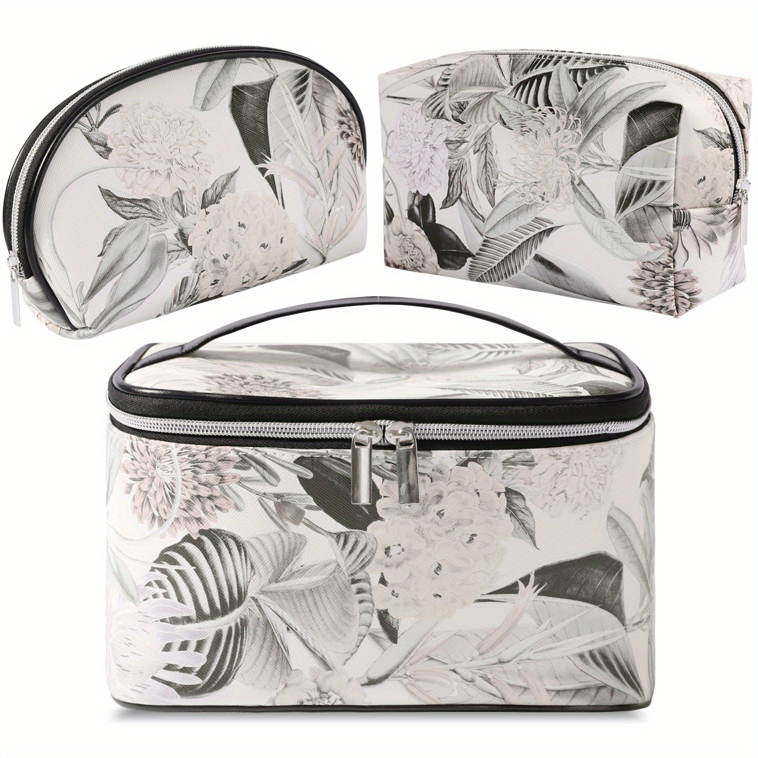 3pcs Large Waterproof Marble Cosmetic Bag Set Organizer Toiletry Bags